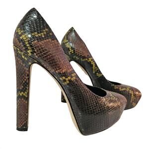 Brian Atwood Snakeskin Platform Heels Size 8
